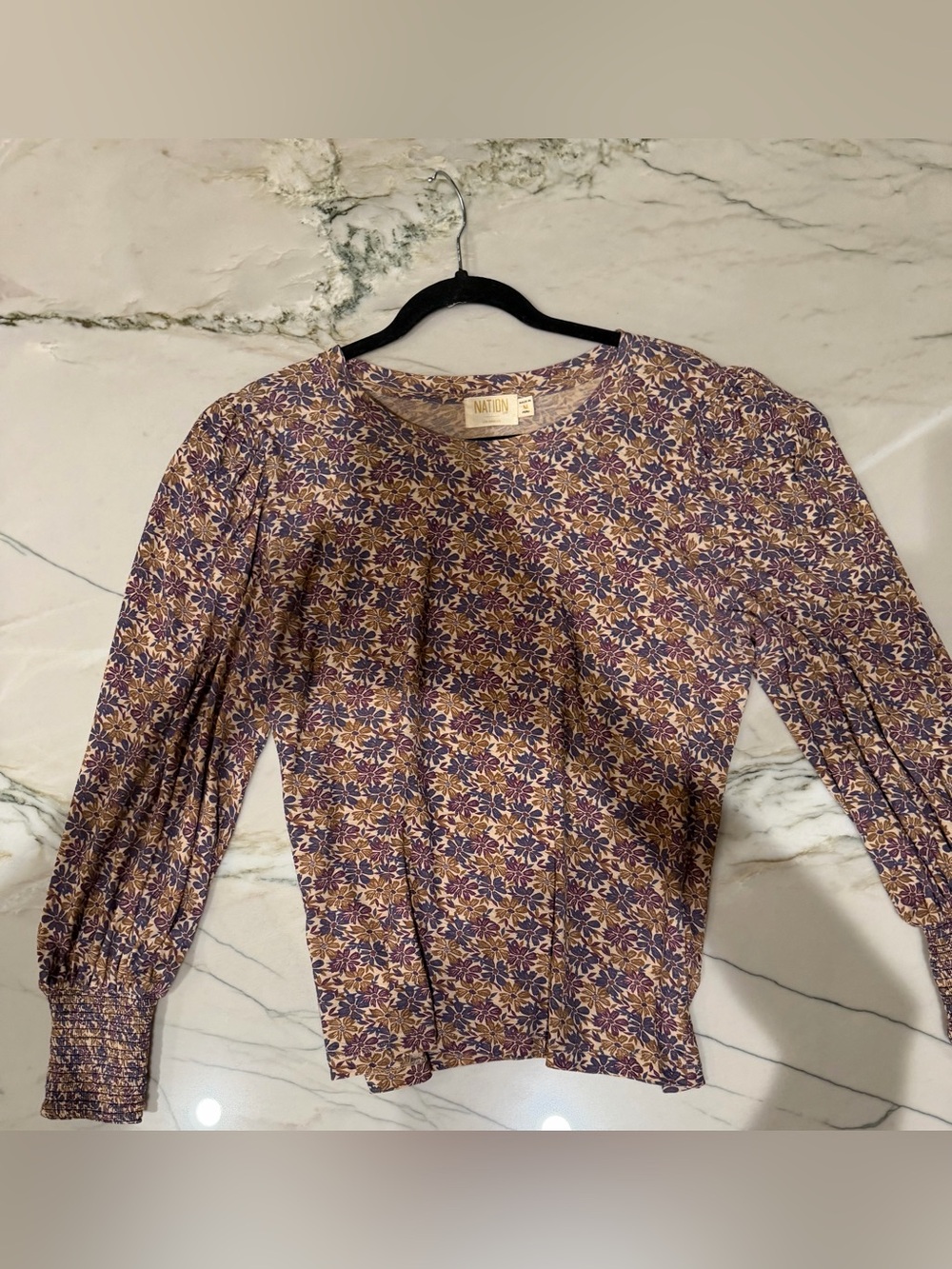Nation LTD Purple Floral Long Sleeve Top